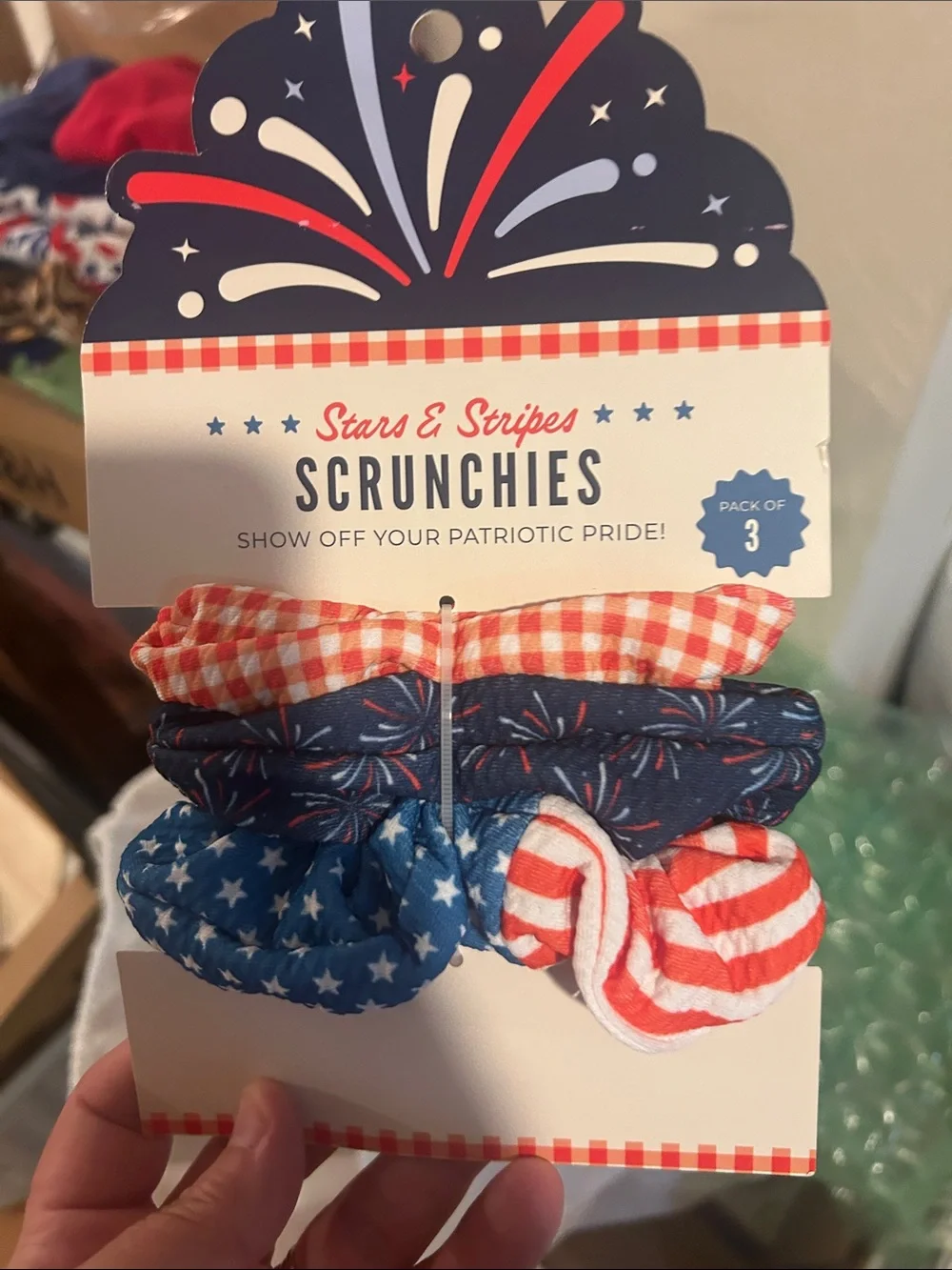 Kids Scrunchies - Patriotic Red, White & Blue (Pack of 3)